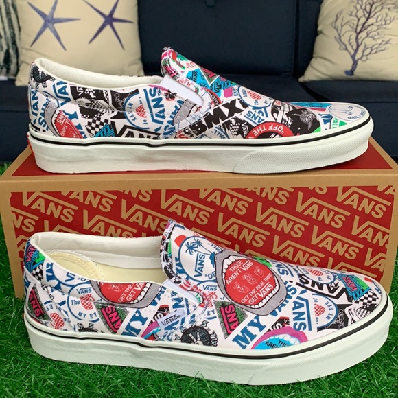 VANS WMNS CLASSIC SLIP-ON VANS MASH UP STICKERS/TRWHT Sneakers - Picture 5 of 16
